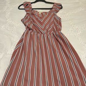 Fit & Flare Striped Dress with Cap Sleeves